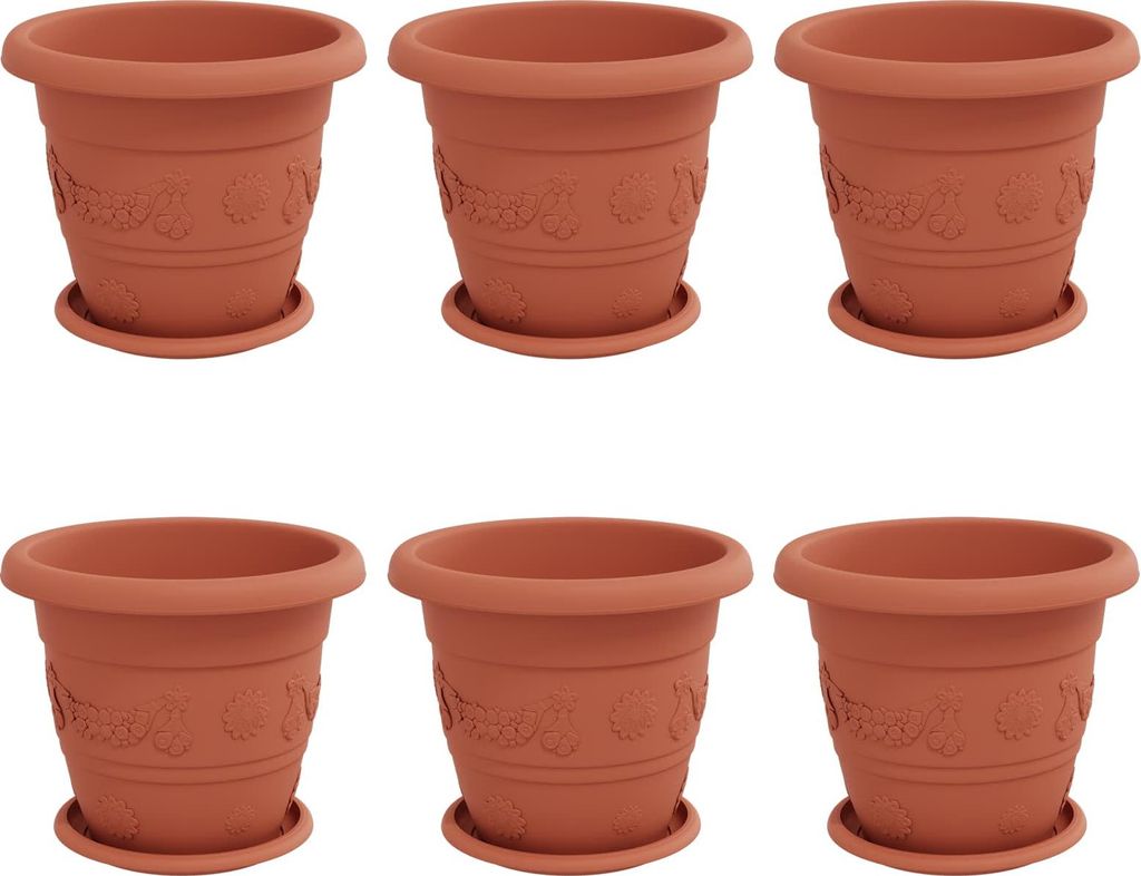 vidaXL Blumentöpfe 6 pcs Ziegelrot Ø 26 x 21,5 cm Kunststoff
