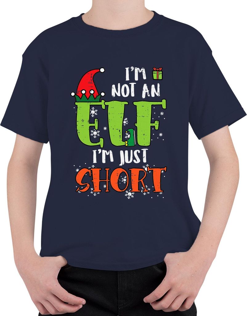 I'm Not An Elf I'm Just Short Weihnachten Elf Geschenk Uni Kinder T-Shirt, Navy, 116