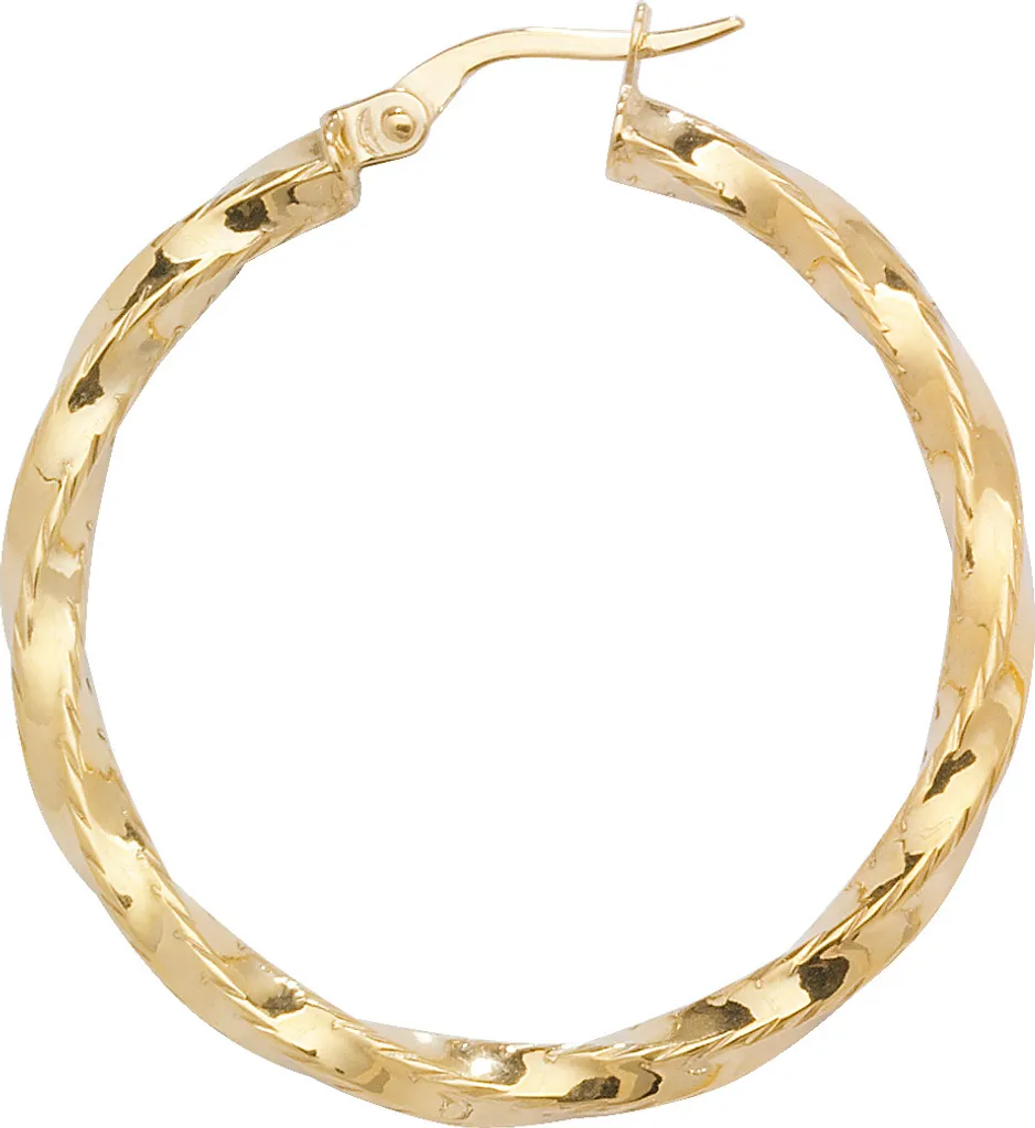 Boucles d'Oreilles Or 375/1000 Femme - Bijou Quotidien Chic 30mm