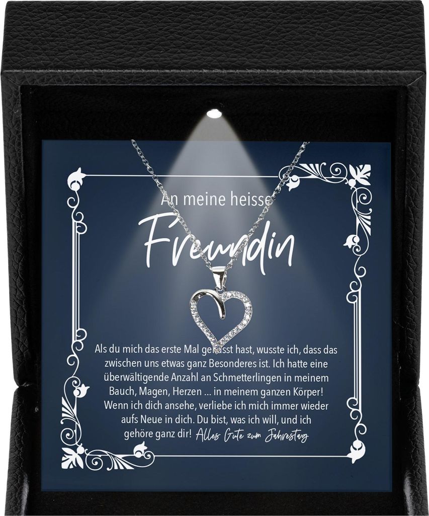 22Feels Jahrestag Geschenk Freundin Schmuck - Silber 925/000 Herz Halskette Frauen - Damen Valentinstag für Sie Jahrestag Schatz Ich Liebe Dich - ...