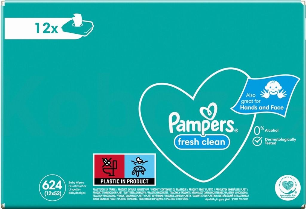 Pampers Fresh Clean Baby Feuchttücher Ohne Alkohol 12 x 52 Produktbild 12