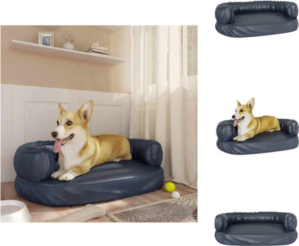 Panier pour chien ergonomique et tapis de couchage bleu 60x42 cm