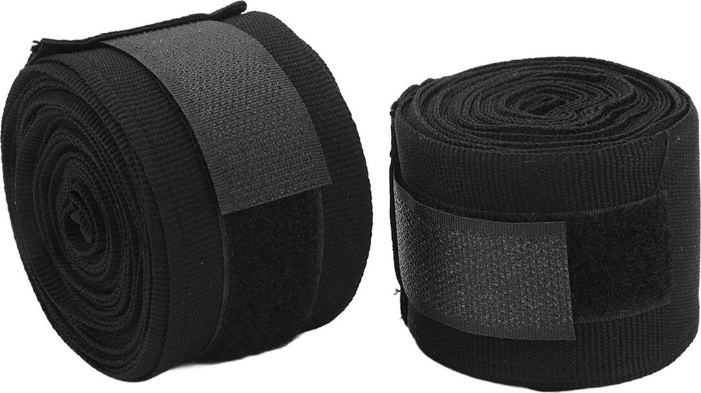 2 Stück Boxbandagen Baumwolle 5 m Schnell trocknend Halb elastisch Klettverschluss Sport-Handbandagen für Kickboxen Muay Thai Schwarz