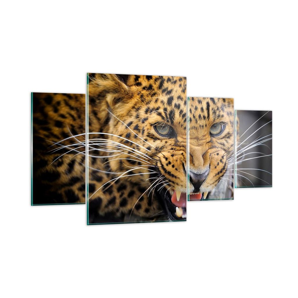 Bilder auf glas - Leopard tier savanne afrika - 160x90cm - Glasbilder - Wandbilder - Kunstdruck - zum Aufhängen bereit - Wanddekoration aus Glas -...