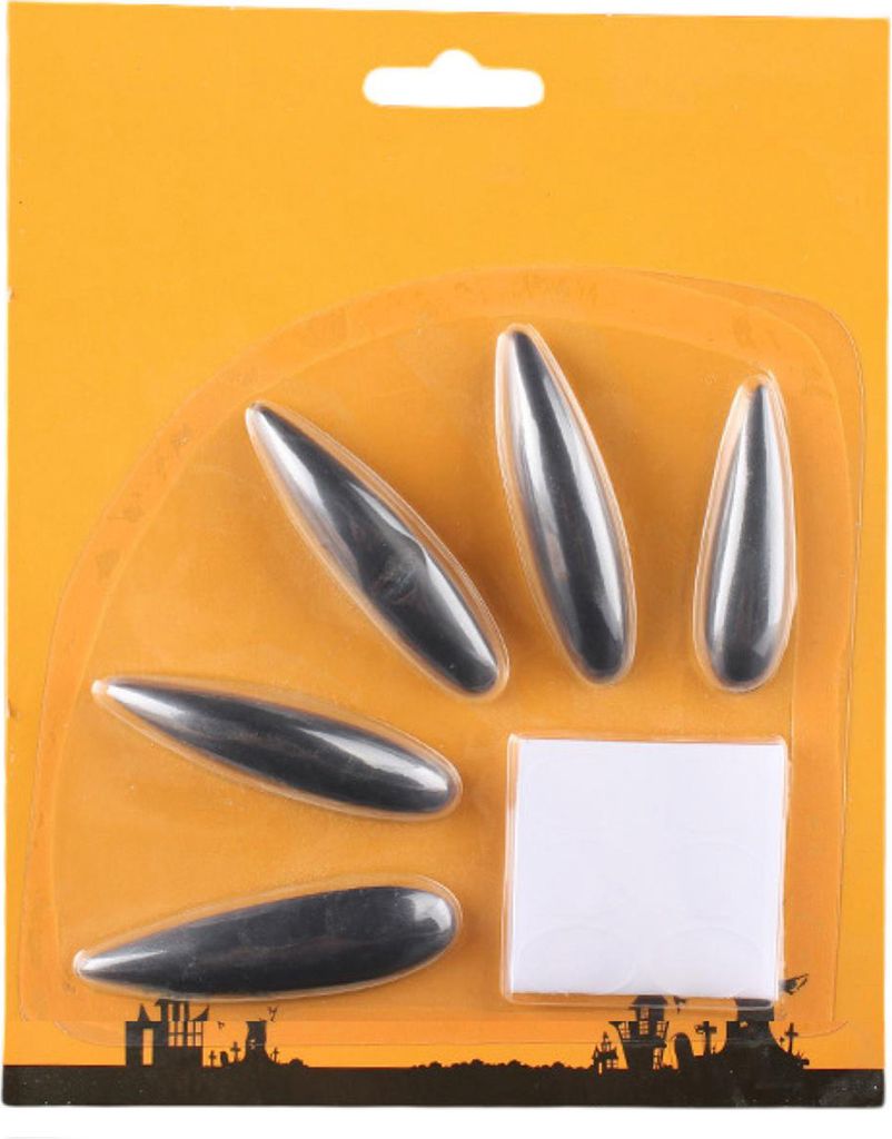 10pcs Hexennägel extra langer hoher Glanz Voller Deckung Sharp DIY Cosplay Requisiten Plastik-Schwarz