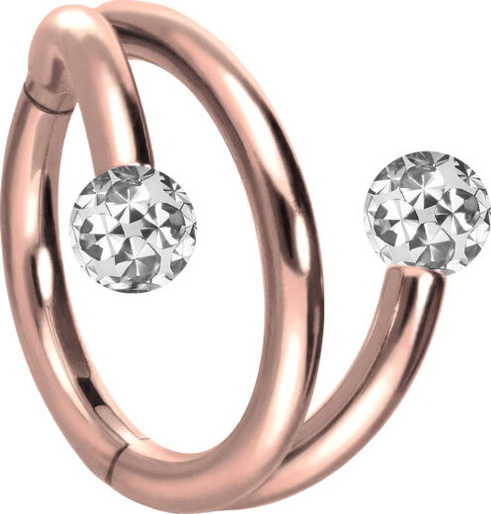 Ohrpiercing, Nasenpiercing, Septum Piercing Titan Segmentring Clicker mit Innengewinde 3 RINGE + 2 EPOXY-KUGELN RoséGold Innendurchmesser: 8mm | K...