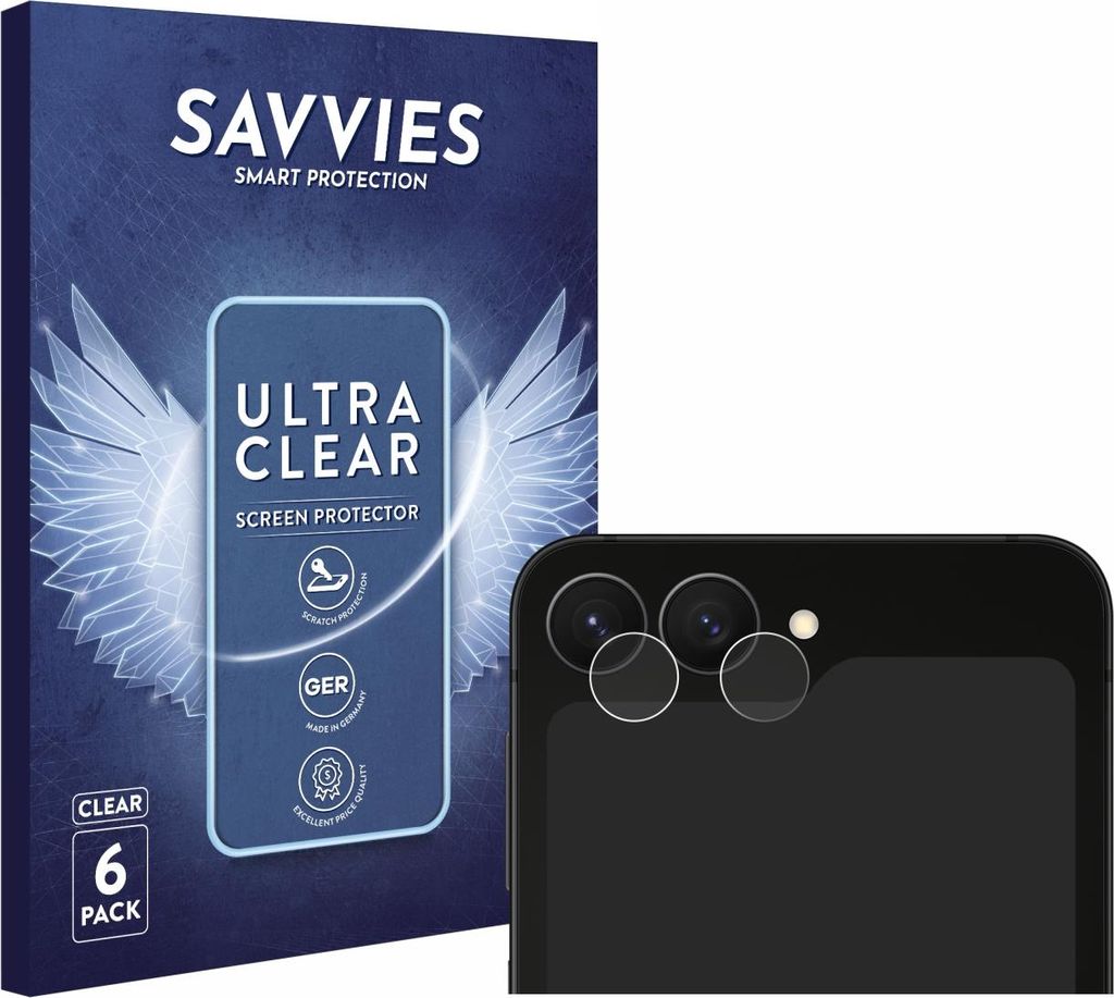 6x Für Samsung Galaxy Z Flip 7 FE (NUR Kameraschutz) Schutzfolie Savvies Displayschutz Display Schutz Folie Klar Transparent