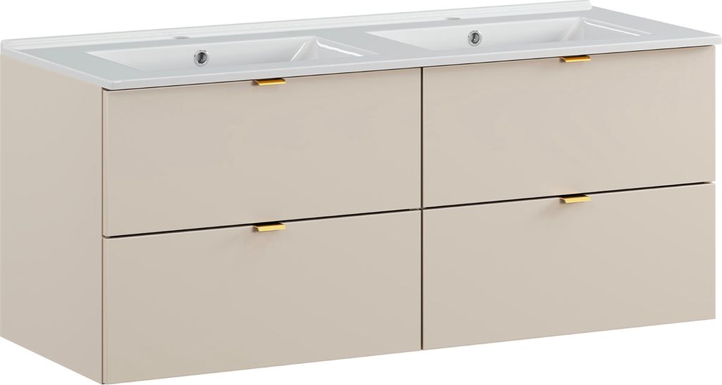 Doppelwaschtisch 120cm Azel mit 2 Schubladen, Kaschmir