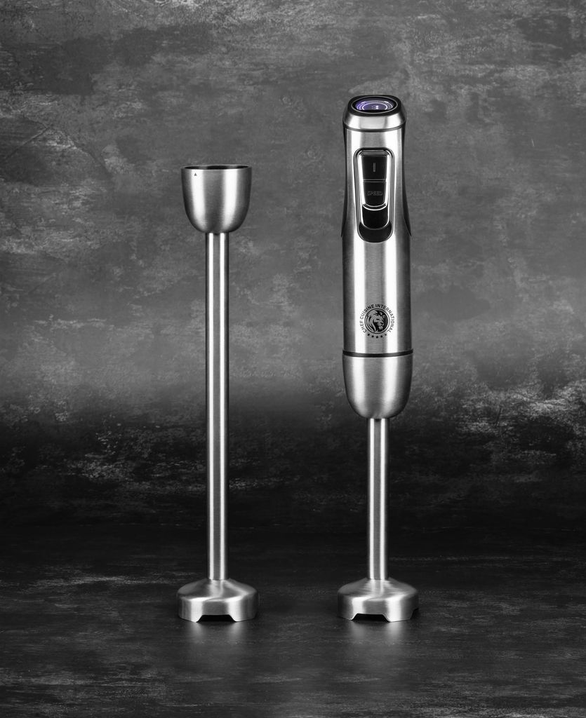 CHEF CUISINE International Akku Stabmixer, Pürierstab, 180 W, 2 Edelstahl-Pürierstäbe, für Babynahrung, Suppe, Püree, 9 Geschwindigkeitsstufen