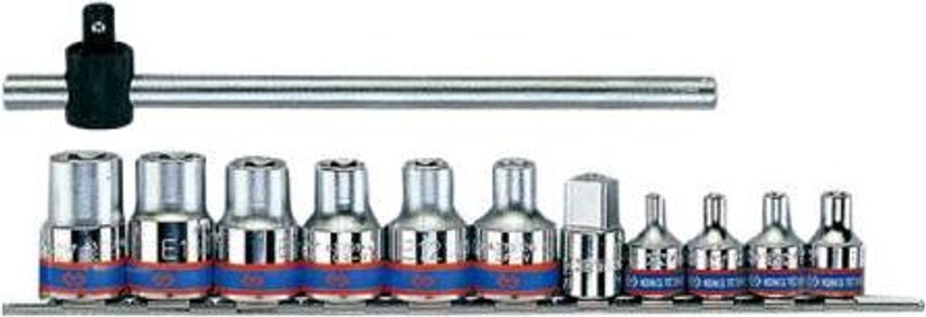 King Tony Torx Steckschlüsselsatz 3/8"+1/2" 12Zoll + Knopf + Schiene