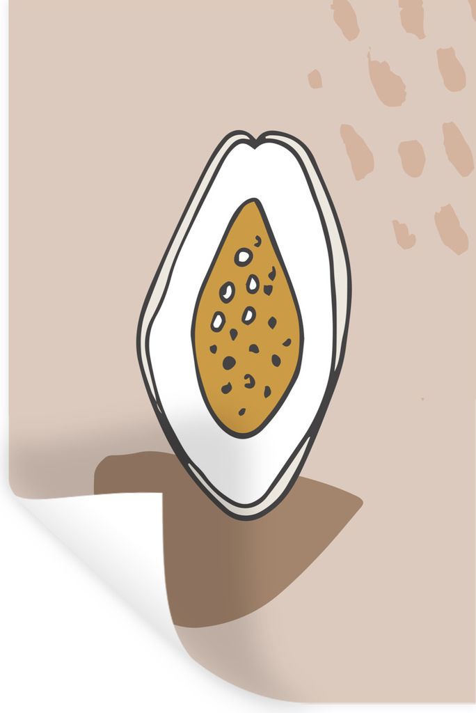 MuchoWow Wandtattoo Wandsticker Wandaufkleber Sommer - Feige - Braun - Grau 80x120 cm Selbstklebend und Repositionierbar - Repositionierbar - Was...