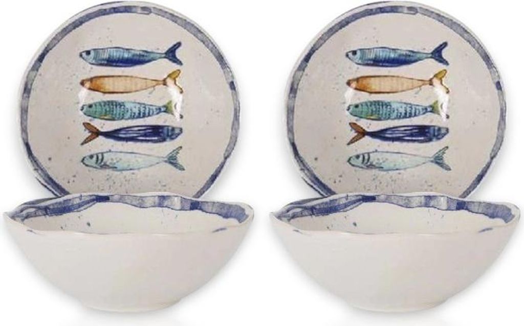 Schüssel, mediterran mit Sardinen-Motiv | Maritime Bowl, Schale 16 cm