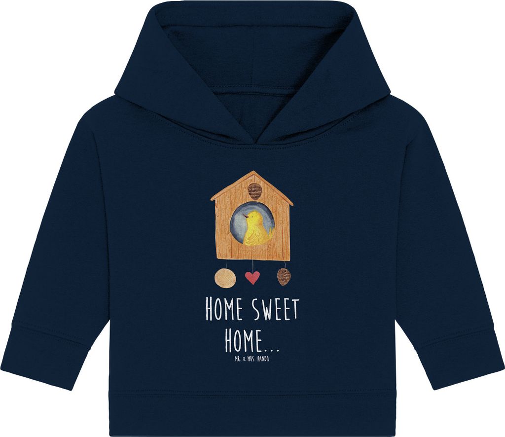 Mr. & Mrs. Panda Organic Baby Hoodie Vogelhaus Home 12. - 18. Monat - French Navy - Geschenk, Kapuzensweatshirt, Vogel, Umzug, Haus, Sweet, Lustige...