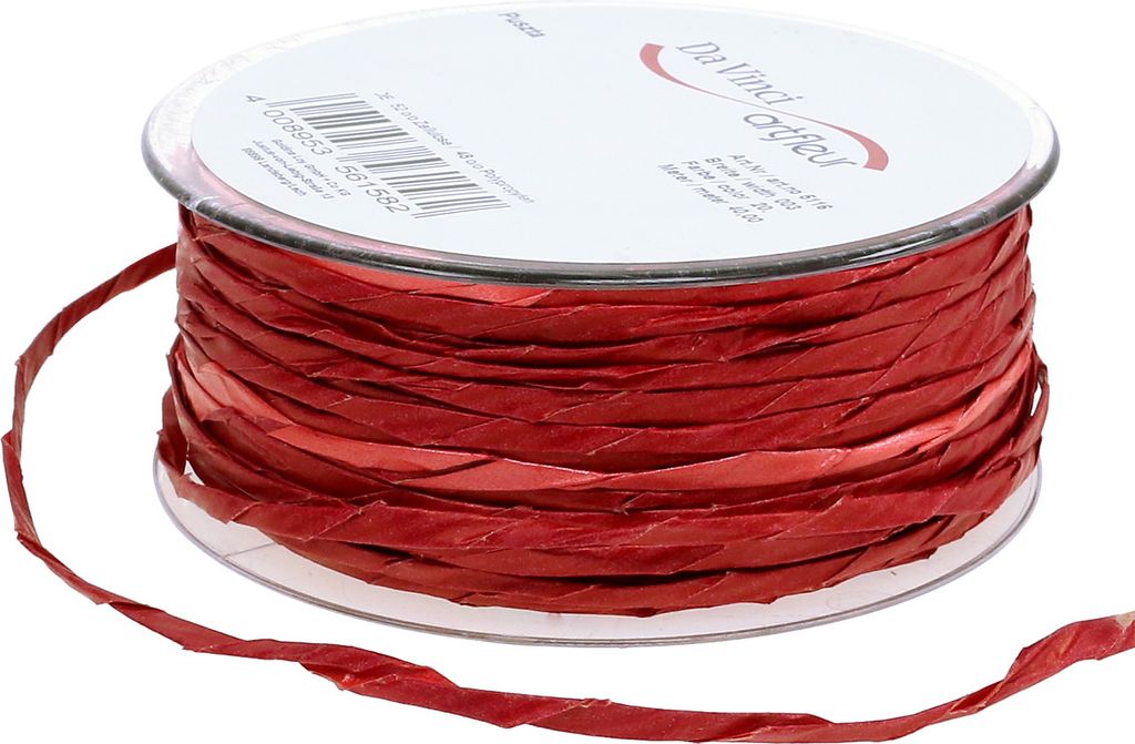 Papierkordel Rot ohne Draht Ø3mm 40m - Geschenkband Deko Bastelschnur Floristik