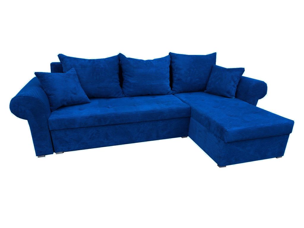 Ecksofa Valentino L-Form mit Schlaffunktion, Cordstoff Zoom 13 Blau