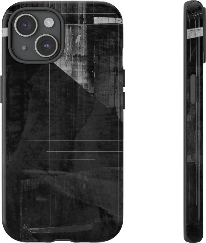 Schwarz-weißes abstraktes Geometrie-Muster – Hülle Kompatibel mit iPhone 15