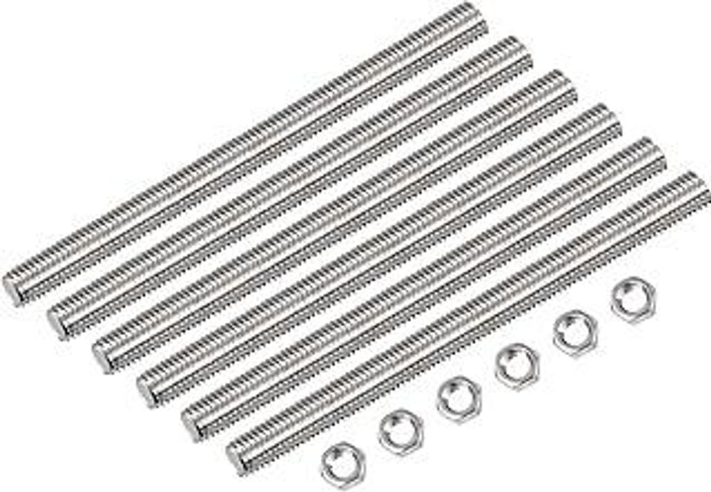 6 Stück M12 x 200mm Voll Gewindestange 304 Edelstahl Gewindestangen Rechtshänder Gewindestäbe Gewindestifte Stabbolzen mit 6 Stück Sechskantmut...