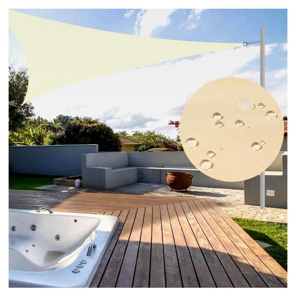 Dreieckiges Sonnensegel wasserdicht 3 x 3 x 3 m, UV-Schutz, 180 g/m² Gewebe, inkl. Befestigungsseile, Seilspannmarkise für Balkon, Terrasse, Pati...