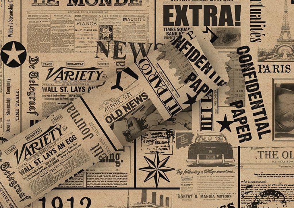 Braun + Company Geschenkpapier 2mx70cm, By Nature braun News schw., Geschenkpapier, Mehrfarbig, Muster, Papier, 2 m, 70 cm