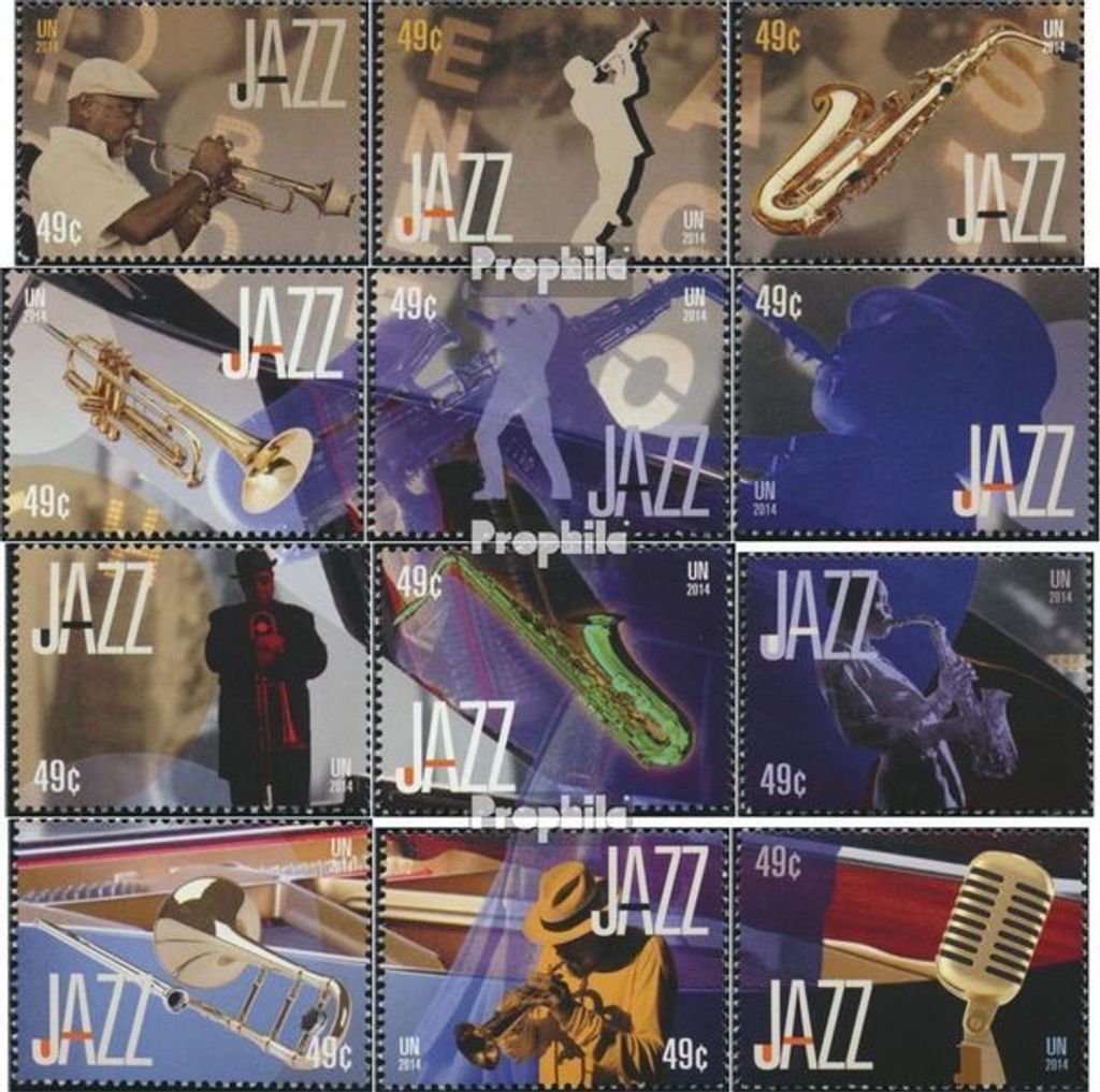 Briefmarken UNO - New York 2014 Mi 1404-1415 (kompl.Ausg.) postfrisch Tag des Jazz