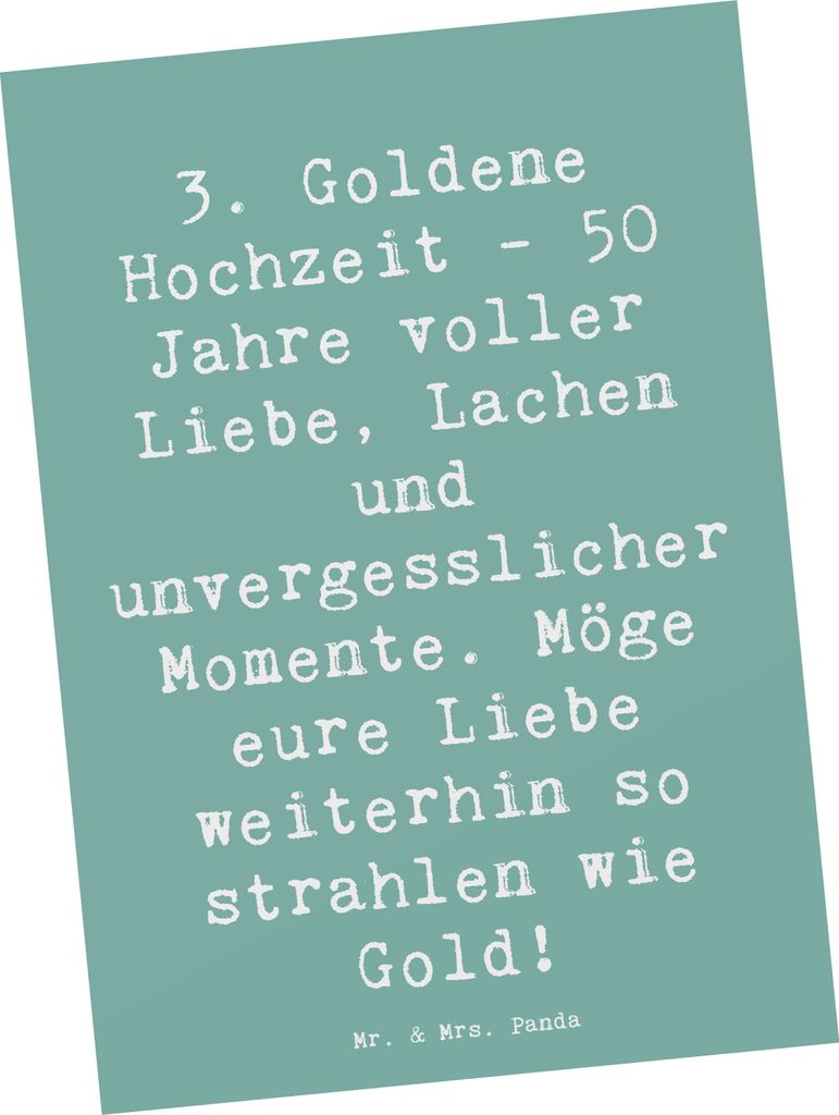 Mr. & Mrs. Panda Postkarte Spruch 50. Hochzeitstag - Meeresbrise - Geschenk, Jubiläum, Partnerschaft, Ansichtskarte, Postkarten, Meilenstein feier...