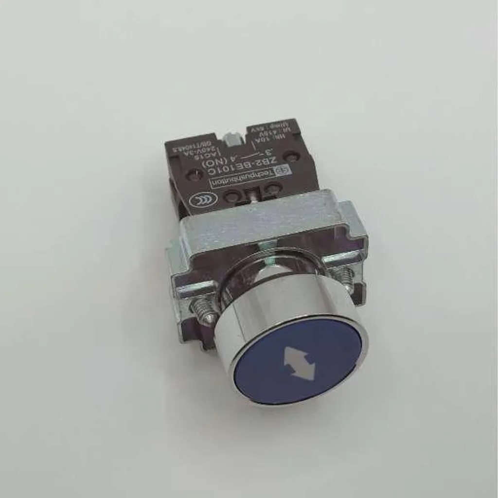 Bouton Poussoir Ascenseur Lumineux Bleu avec Double Flèche et Plot NO