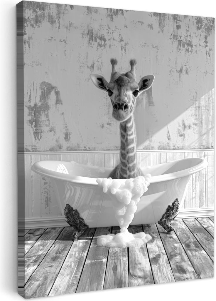 MuchoWow® - Leinwandbilder - Giraffe - Tier - Badewanne - Produktbild 