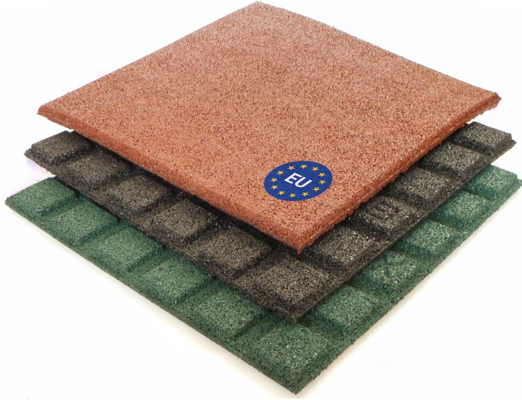 Fallschutzmatte 50x50 cm Gummimatte für Spieltürme Schaukel Rutsche Outdoor : Rot 43 mm Farbe: Rot Stärke: 43 mm