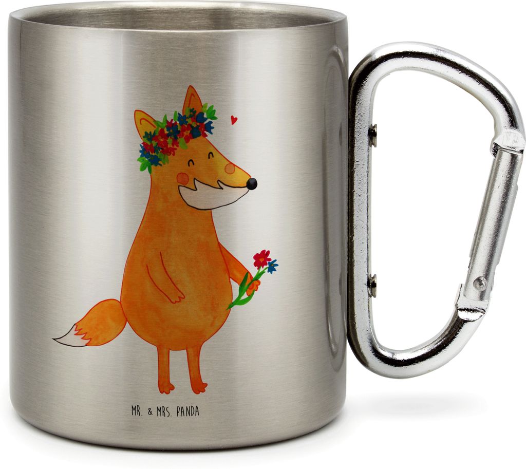 Mr. & Mrs. Panda Thermobecher Fuchs Blumen - Transparent - Geschenk, Isolierbecher, Blumenliebe, Teebecher, Ich, Liebe, Campingbecher, thermotasse,...