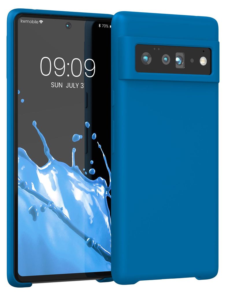 kwmobile Handyhülle für Google Pixel 6 Pro Hülle - Case Silikon - Kabelloses Laden - Schutzhülle Cover in Blue Reef