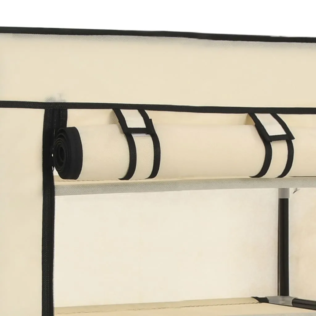 Étagère à chaussures avec housse de protection blanc crème compacte - 6