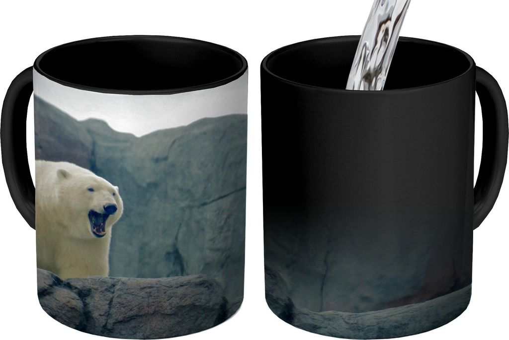 MuchoWow Zauber Tasse Zaubertasse Magic Eisbär - Steine - Fell 350 ml Farbwechsel Becher Geschenk Geschenkidee - Magic-Tasse - Fototasse - Keram...