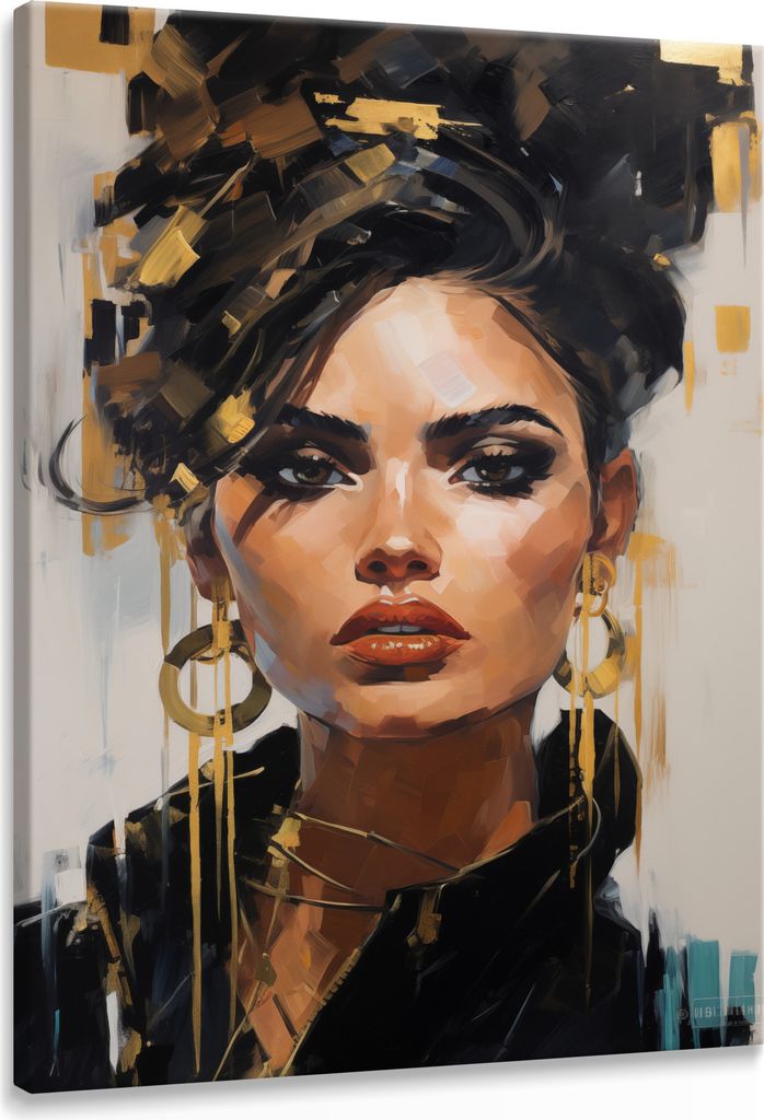 Muralo Leinwandbild Wandbild Frau PORTRÄT Gesicht Abstraktion Glamour Wanddekoration 50 cm x 70 cm