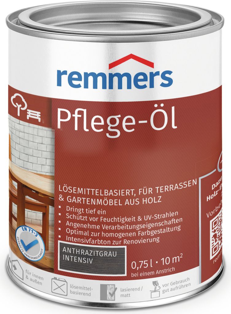 Remmers Pflege-Öl anthrazitgrau intensiv 0,75 l, Holzöl