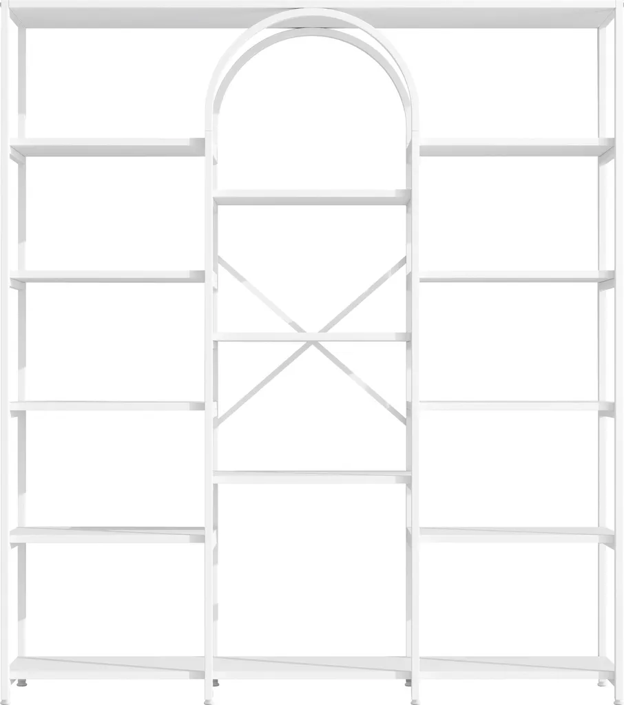 Vitrine Bibliothèque Métal Blanche 180 cm avec Arcs et Étagères Ouvertes