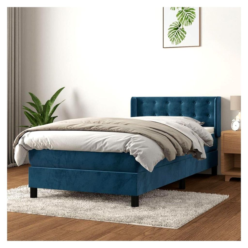 Lattenrost mit Matratze, dunkelblau, 90 x 190 cm, Plattformbett mit Lattenhalter, einfache Montage, für Schlafzimmer, Erwachsene
