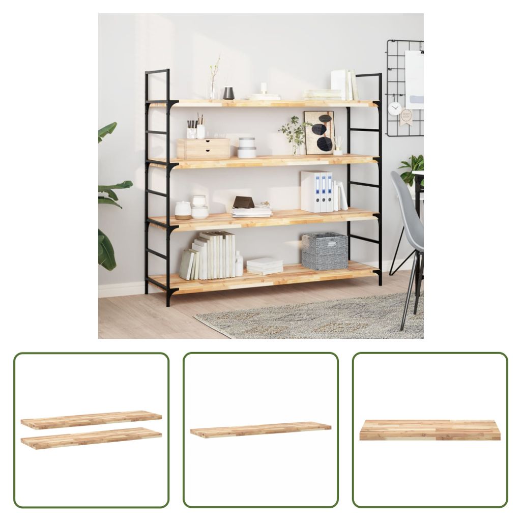 The Living Store Schweberegale 2 Stk. 140x40x4 cm Massivholz Akazie Unbehandelt
