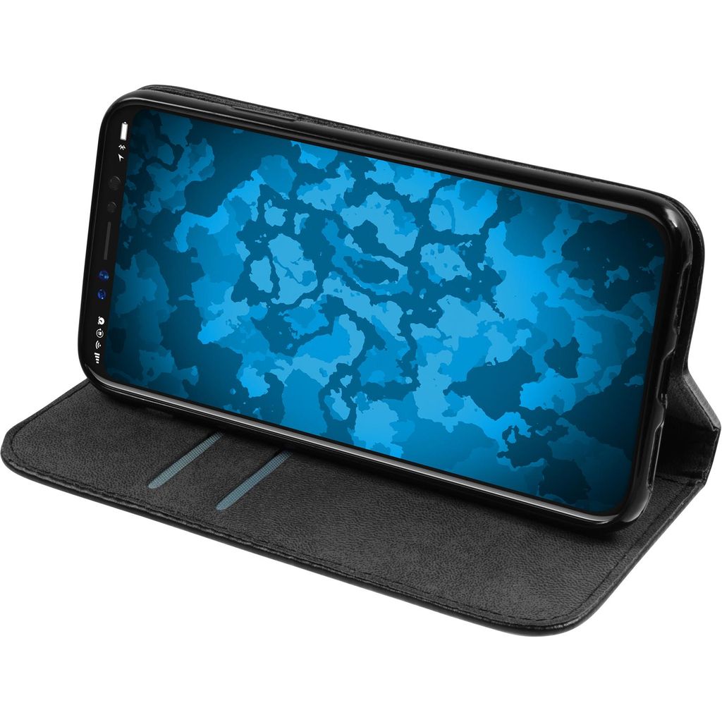 PhoneNatic Kunst-Lederhülle kompatibel mit Apple iPhone X / XS - Book-Case schwarz Cover