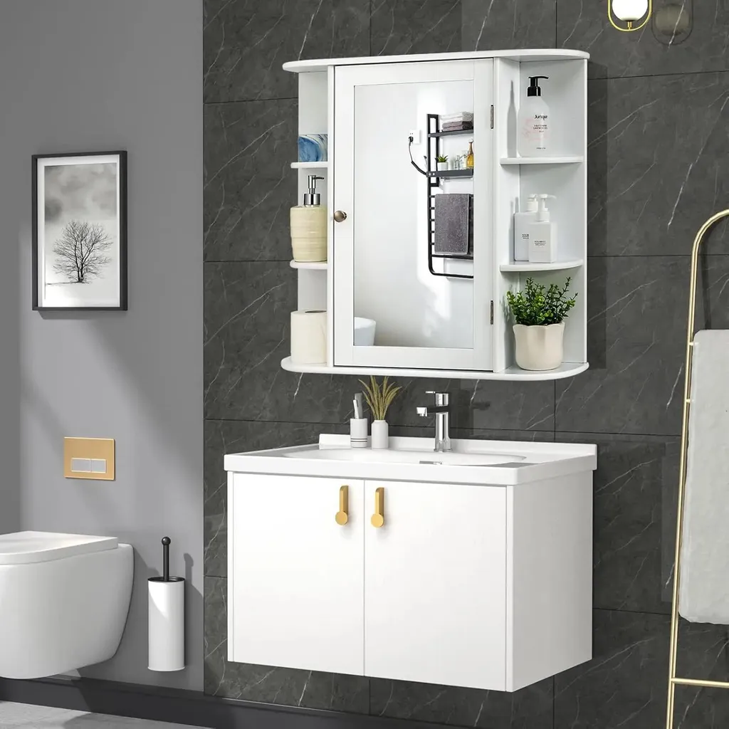 Armoire de toilette blanche en bois pour stopper le désordre en salle de bain