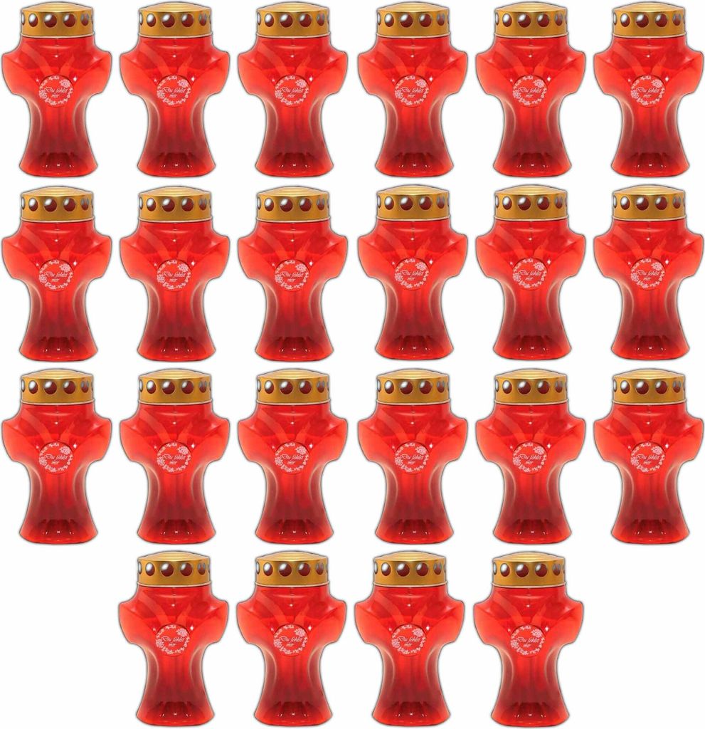 22er Set Grabkerze Kreuz Grablicht Rot Friedhofskerzen Grabbrenner Kreuzkerze Grableuchte Trauerlicht Gedenkkerze Grablichtkerze Grabdekoration