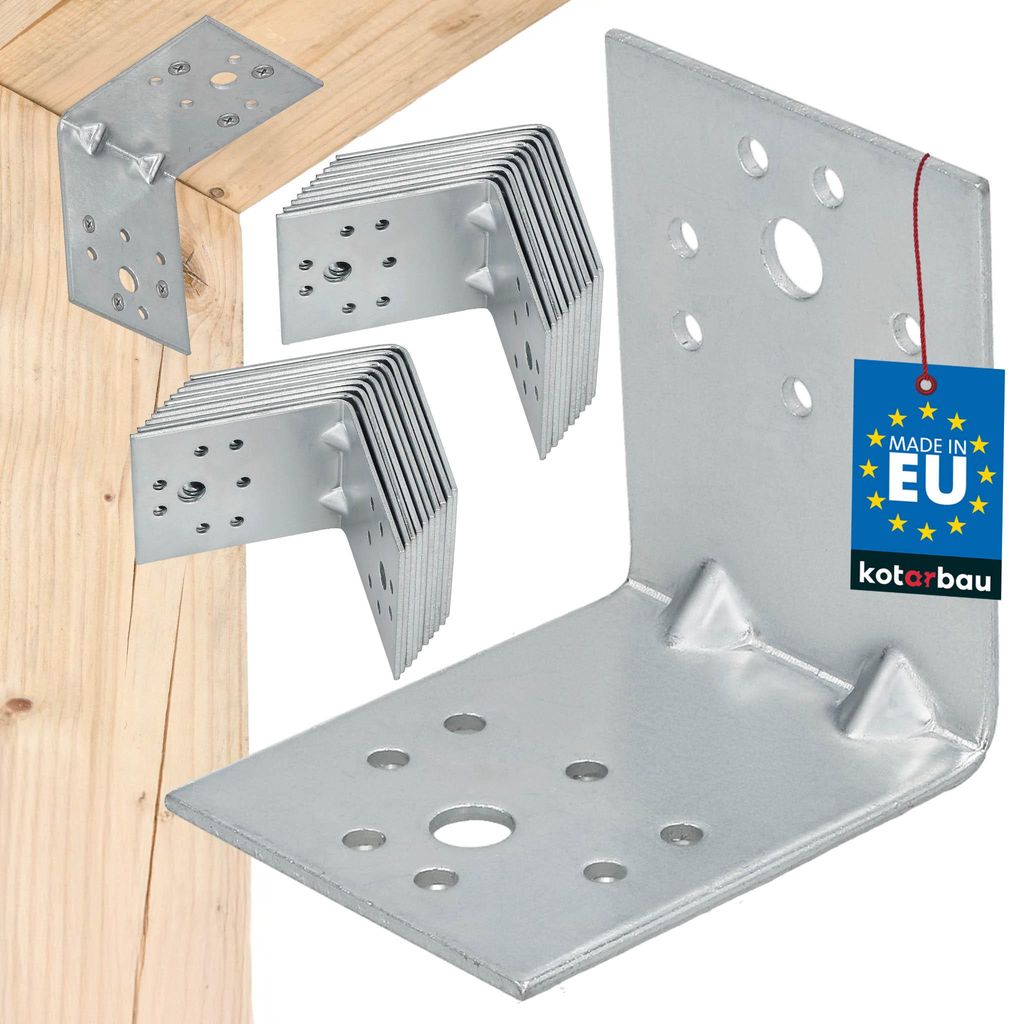 KOTARBAU 25er Set Winkelverbinder Regalwinkel 60x60x50mm Schwerlastwinkel Anschlagwinkel Verstärkter Metallwinkel Bauverbinder Verzinkter Stahl