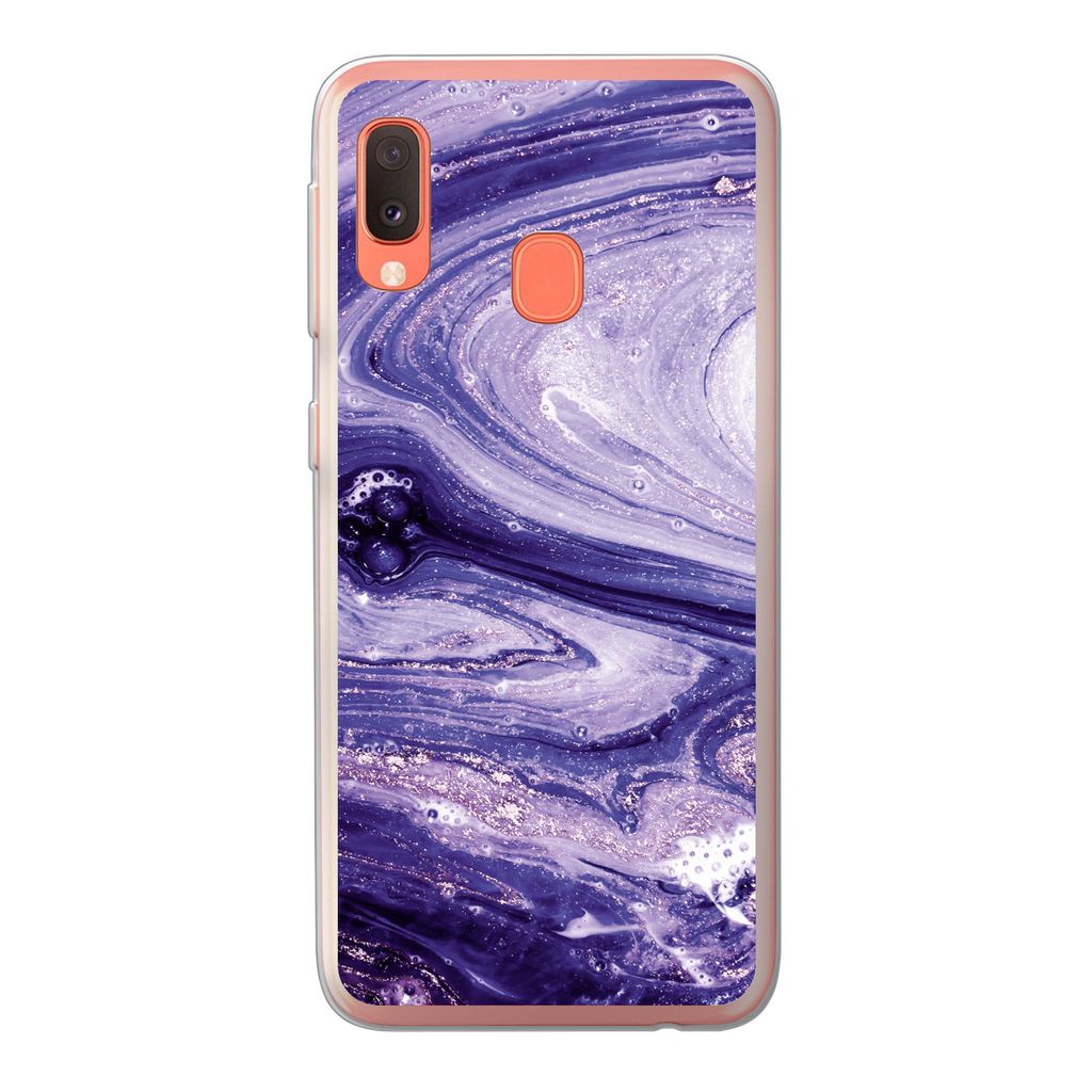 MuchoWow Handyhülle Schutzhülle Hülle für Samsung Galaxy A20e Marmor - Naturstein - Glitzer Silikon Softcase Handy Hülle - Abdeckung