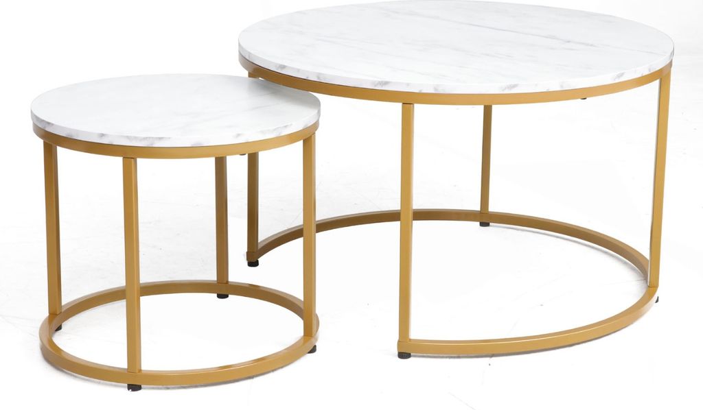 Couchtisch-Set BASTIAN – weißer Marmor / Gold