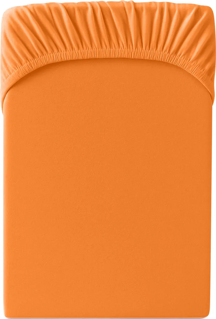 Drap-housse extensible jersey de coton orange pour lit simple 90x200cm