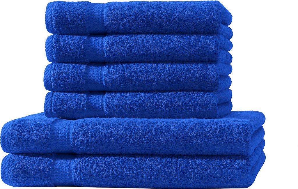 6 tlg. Handtuch Set - Royal Blau - 500g/m² - 2 Duschtuch 4 Handtuch - 100% Baumwolle