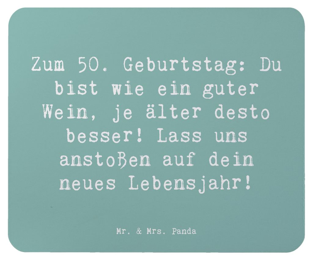 Mr. & Mrs. Panda Mauspad Spruch 50. Geburtstag - Meeresbrise - Geschenk, guter Wein, pc mousepad, Glückwunsch, Mouse Pad, Wertschätzung, Dekorati...