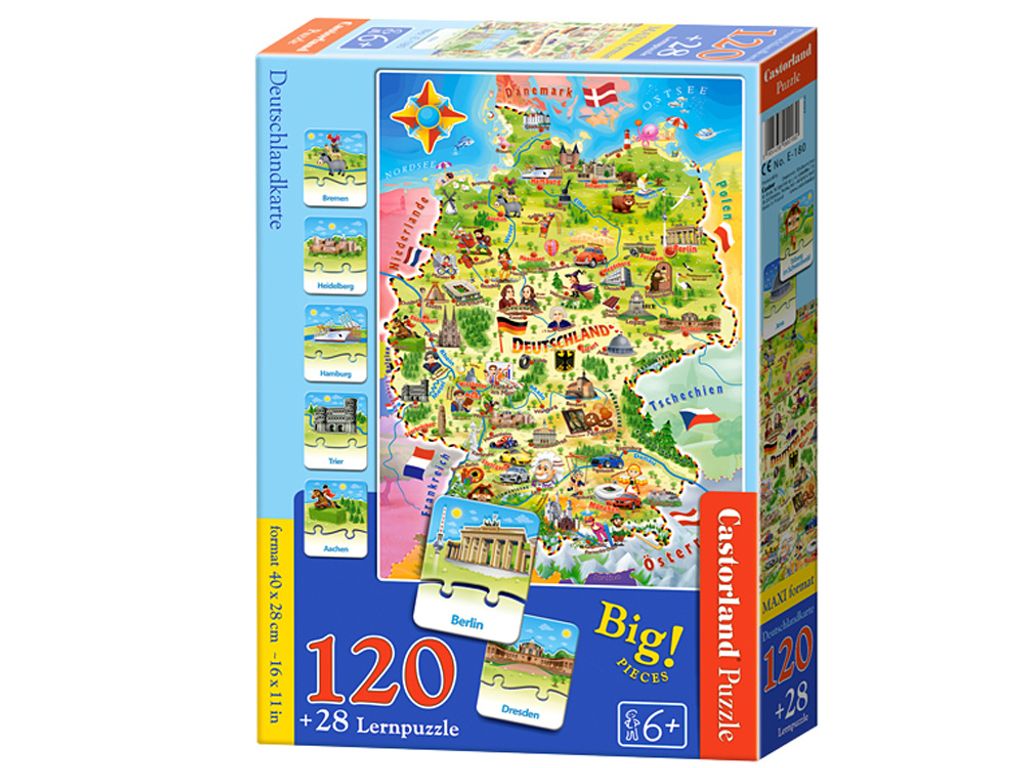 Castorland Deutschlandkarte, Puzzle 120 +28 Teile Produktbild 