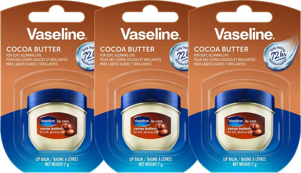Vaseline Lip Therapy 7G Cocoa Butter, Pflegender Lippenbalsam für optimale Feuchtigkeit, 3x7g (Cocoa Butter (3er Pack))