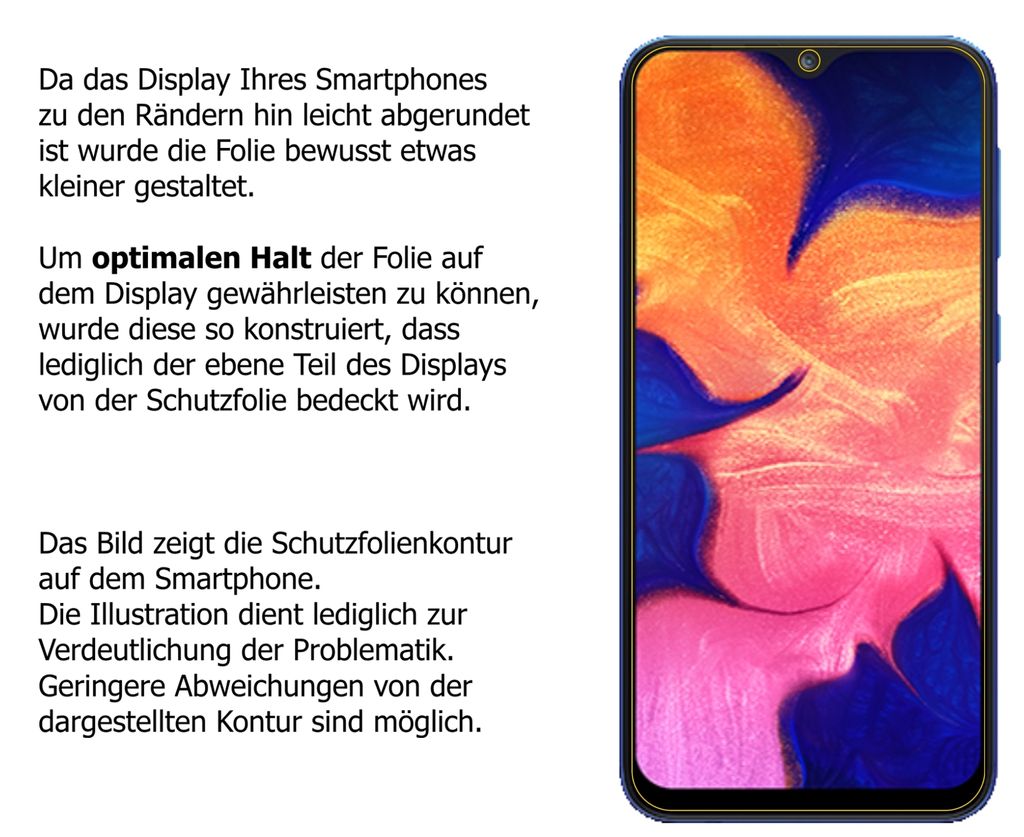 2x Schutzfolie für Samsung Galaxy A10 matt - Anti-Shock 9H Folie dipos Glass