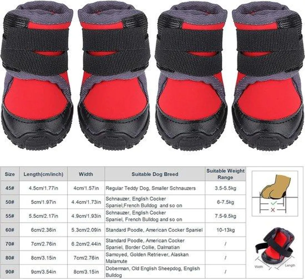 Bottes chien imperméables rouges T70 : finies les pattes sales et humides